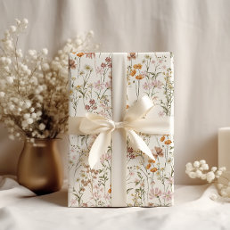 Wildflower Boho Bloom Garden White Wrapping Paper