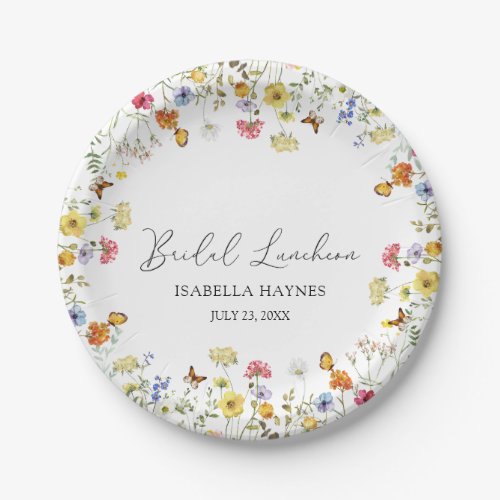 Wildflower Boho Botanical Bridal Luncheon Shower Paper Plates