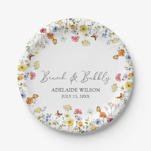 Wildflower Boho Botanical Brunch  Bubbly Shower Paper Plates