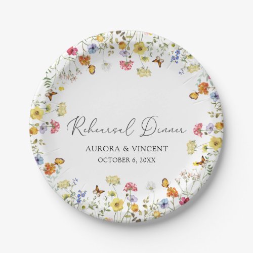 Wildflower Boho Botanical Rehearsal Dinner Paper Plates