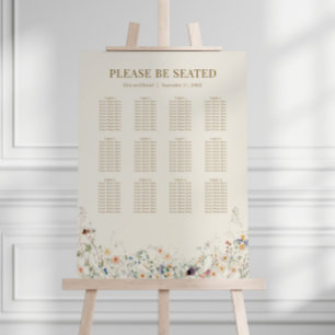 Wildflower Boho   Botanical Seating Chart Foam Board