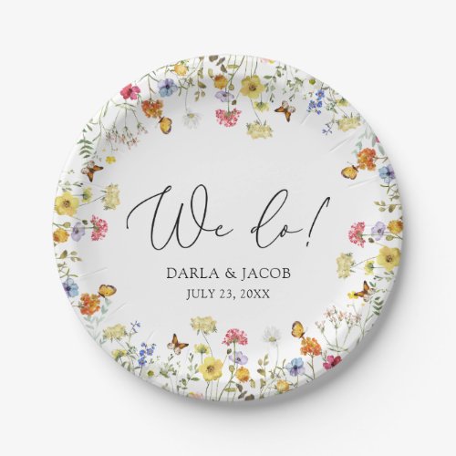 Wildflower Boho Botanical We Do Wedding Paper Plates