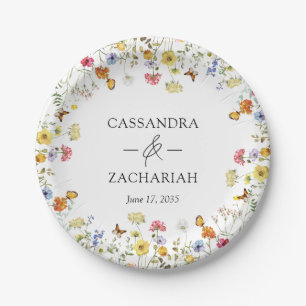 Wildflower Boho Botanical Wedding Shower Paper Plates