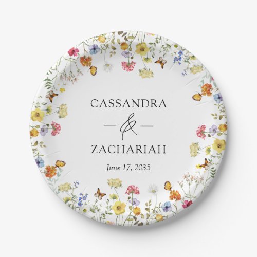 Wildflower Boho Botanical Wedding Shower Paper Plates