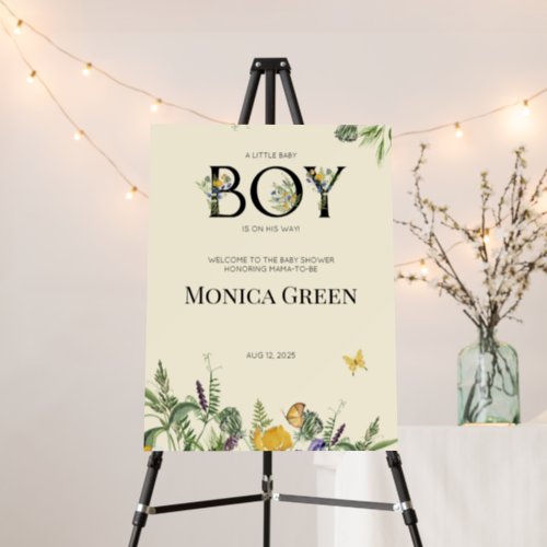 Wildflower Boho Boy Baby Shower Welcome Sign