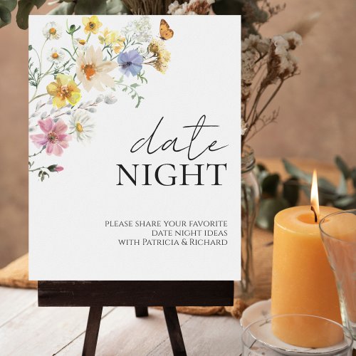 Wildflower Boho Bridal Shower Date Night Jar Sign