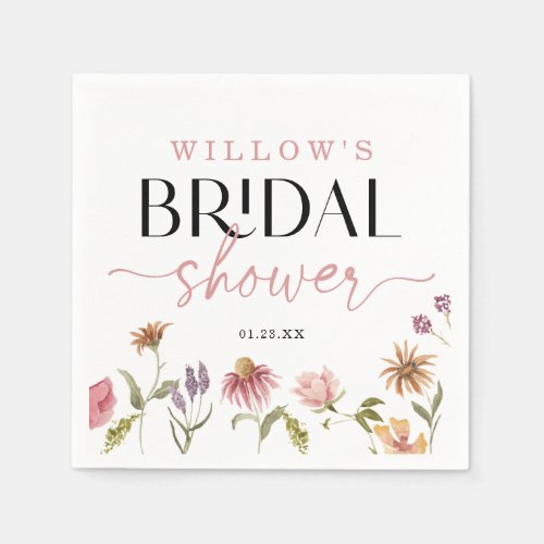 Wildflower Boho Bridal Shower Decor Napkin