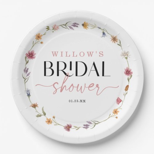 Wildflower Boho Bridal Shower Decor Paper Plates