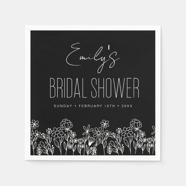 Wildflower Boho Bridal Shower Floral Napkins (Front)