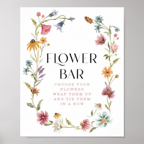 Wildflower Boho Bridal Shower Flower Bar Sign