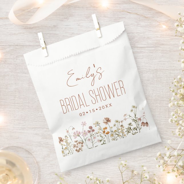 Wildflower Boho Bridal Shower In Bloom Garden Favor Bag (Clipped)