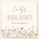Wildflower Boho Bridal Shower In Bloom Garden Square Paper Coaster<br><div class="desc">Elevate your bridal shower with our Wildflower Boho Bridal Shower In Bloom Garden Paper Coasters. These coasters showcase a delightful wildflower design, bringing a touch of natural beauty to your event. Perfect for protecting surfaces and adding a whimsical flair to your bridal shower decor, these paper coasters are both functional...</div>
