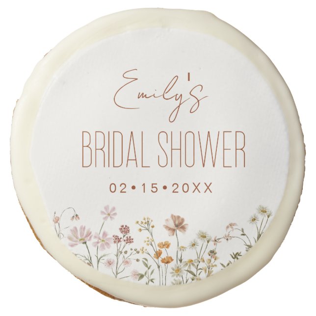 Wildflower Boho Bridal Shower In Bloom Garden Sugar Cookie (Front)