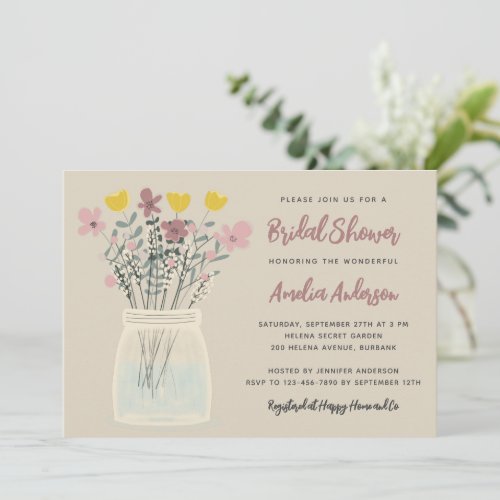 Wildflower Boho Bridal Shower Invitation