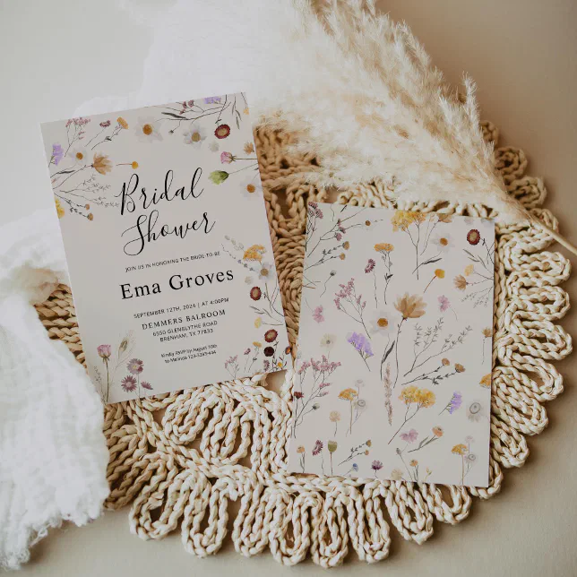 Wildflower Boho Bridal Shower Invitation Zazzle 3464