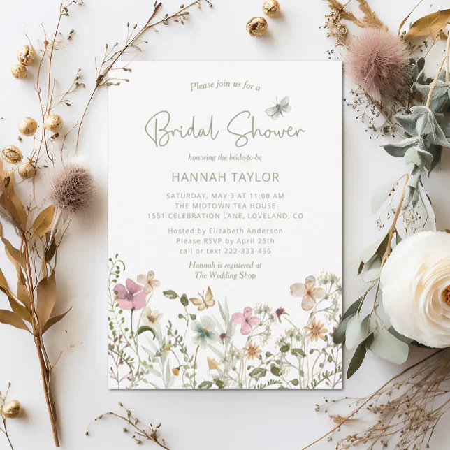 Wildflower Boho Bridal Shower Invitation | Zazzle