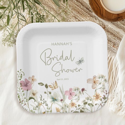 Wildflower Boho Bridal Shower Paper Plates
