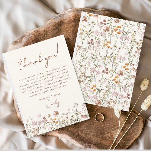 Wildflower Boho Bridal Shower Terracotta Thank You Card