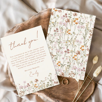 Wildflower Boho Bridal Shower Thank You Card by Hot_Foil_Creations at Zazzle