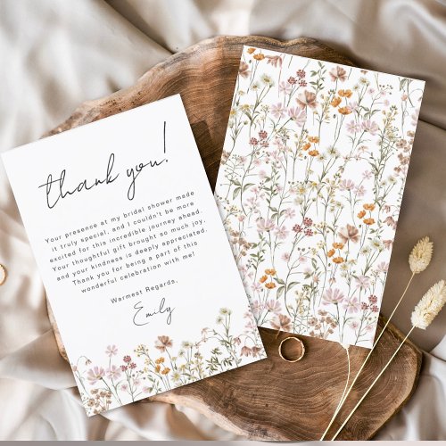 Wildflower Boho Bridal Shower Thank You Card