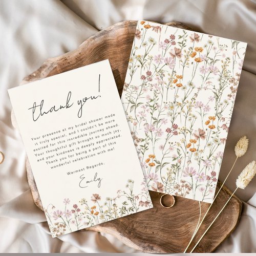 Wildflower Boho Bridal Shower Thank You Card