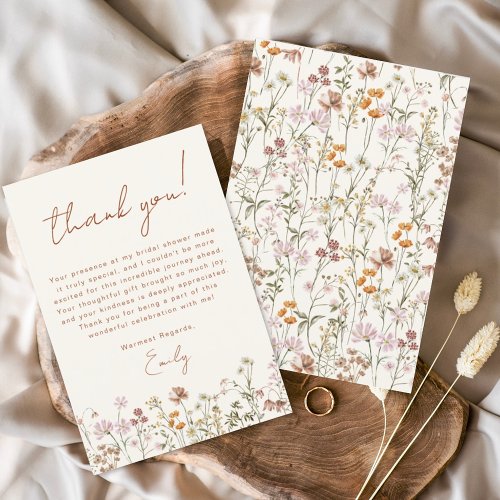 Wildflower Boho Bridal Shower Thank You Card Flyer