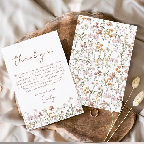 Wildflower Boho Bridal Shower Thank You Card Flyer