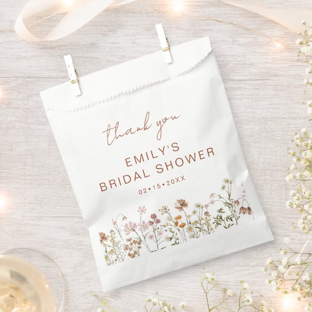 Wildflower Boho Bridal Shower Thank You Garden Favor Bag (Clipped)