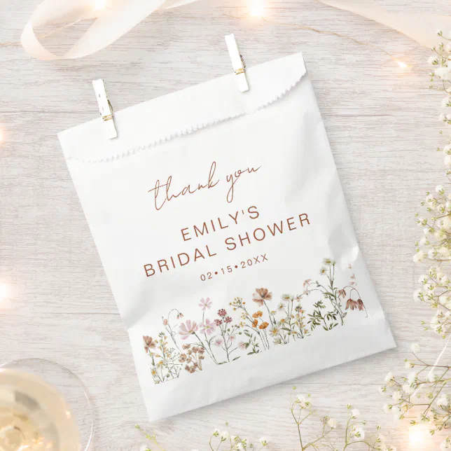 Wildflower Boho Bridal Shower Thank You Garden Favor Bag | Zazzle