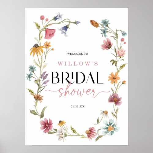 Wildflower Boho Bridal Shower Welcome Poster