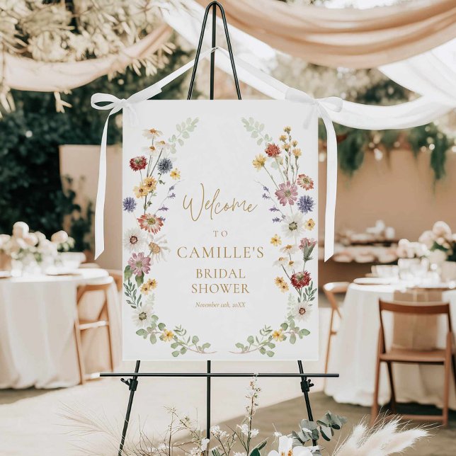 Wildflower Boho Bridal Shower Welcome Sign  (Boho Wildflower Garden Bridal Shower Welcome sign)