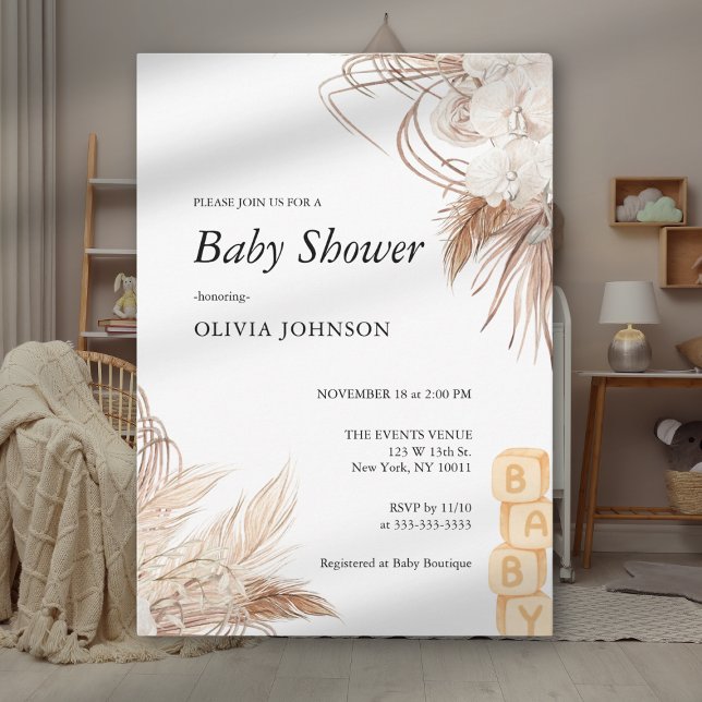 Wildflower Boho Brown Gender Neutral Baby Shower Invitation (Creator Uploaded)