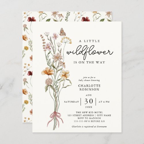 Wildflower Boho Budget Baby Shower Invitation