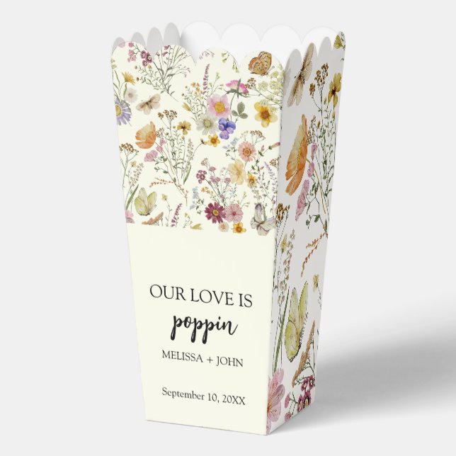 Wildflower Boho Butterfly Popcorn Favor Boxes (Front)