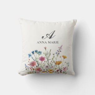 Wildflower Boho Chic Baby Girl Nursery Throw Pillow