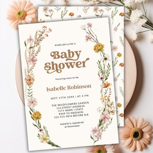 Wildflower Boho Chic Baby Shower Invitation