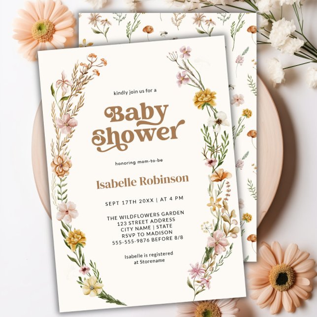 Wildflower Boho Chic Baby Shower Invitation (Wildflower Boho Chic Baby Shower Invitation)