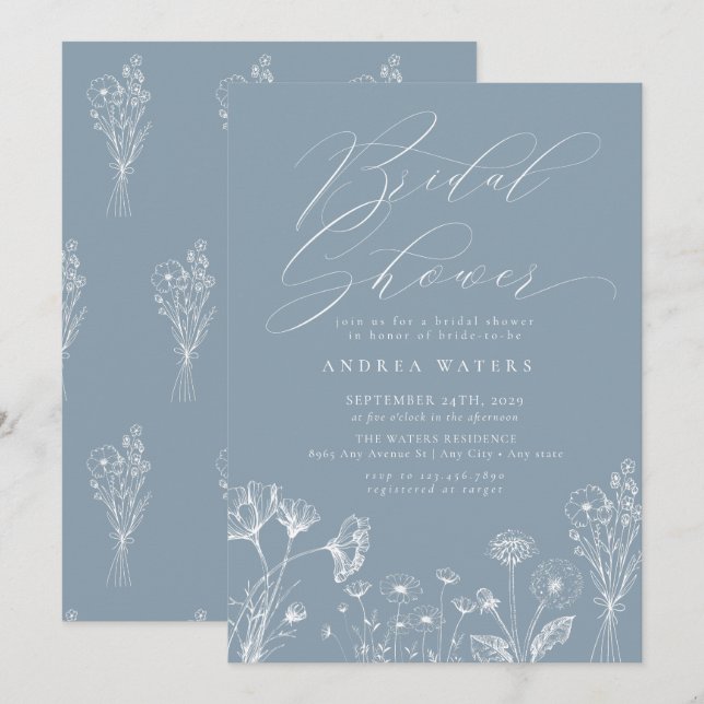 Wildflower Boho Chic Bridal Shower Invitation (Front/Back)
