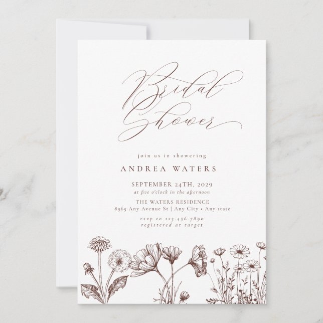 Wildflower Boho Chic Bridal Shower Invitation (Front)