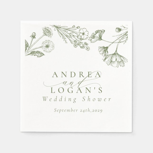 Wildflower Boho Chic Bridal Shower Napkins (Front)