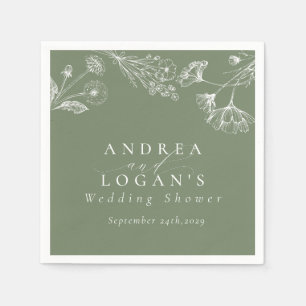 Wildflower Boho Chic Bridal Shower Napkins