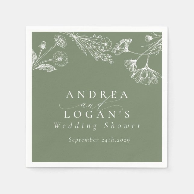 Wildflower Boho Chic Bridal Shower Napkins (Front)