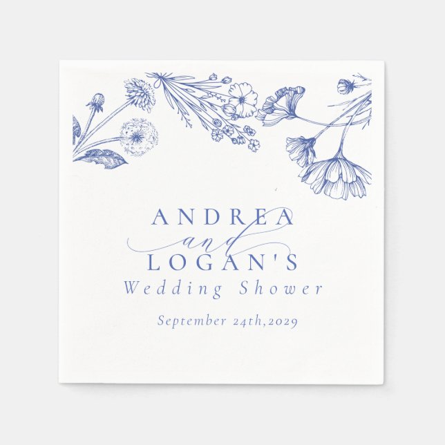 Wildflower Boho Chic Bridal Shower Napkins (Front)