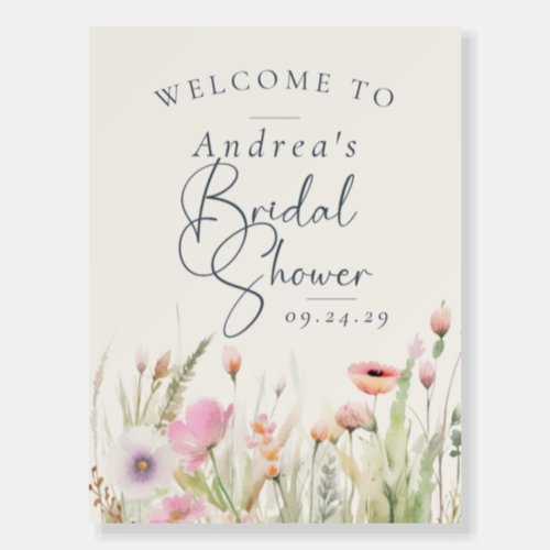 Wildflower Boho Chic Bridal Shower Welcome Sign 