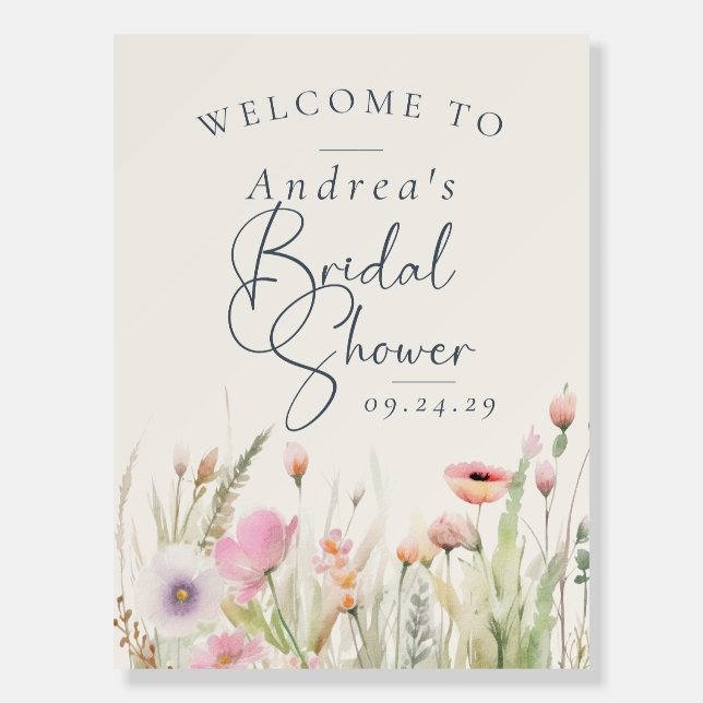 Wildflower Boho Chic Bridal Shower Welcome Sign  (Front)