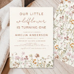 Wildflower Boho Chic First Birthday Terracotta Invitation<br><div class="desc">Elevate your event with our exquisite Wildflower Boho Chic First Birthday Invitation, now available for purchase. This enchanting invitation captures the essence of celebration with its light tones and whimsical wildflower design. Crafted to perfection, it promises to set the tone for a memorable event. The intricate details and boho-chic flair...</div>
