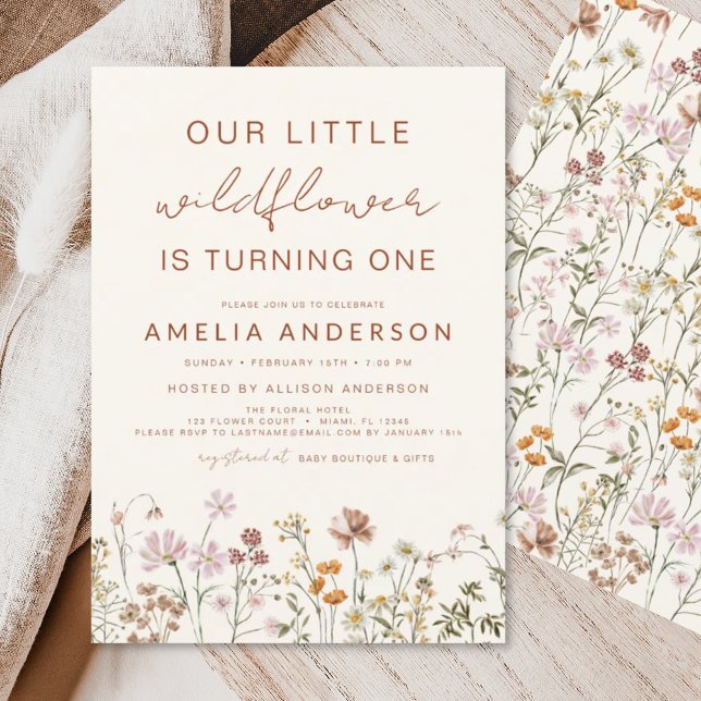 Wildflower Boho Chic First Birthday Terracotta Invitation (Creator Uploaded)