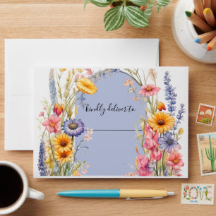 Wildflower boho Chic Floral Wreath wedding invite Envelope