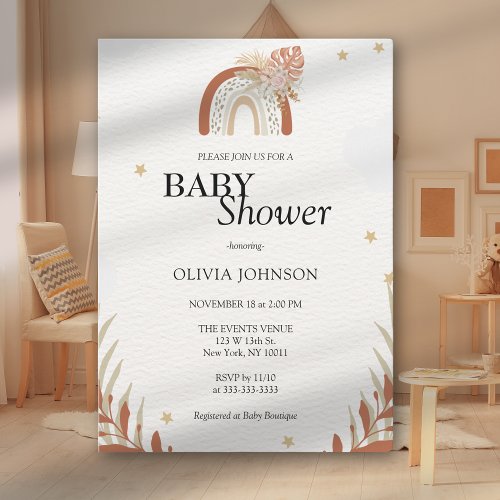 Wildflower Boho Chic Gender Neutral Baby Shower Invitation