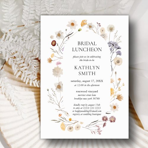 Wildflower Boho Chic Modern Floral Bridal Luncheon Invitation